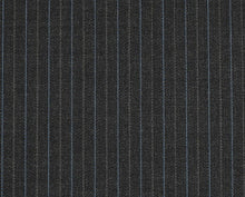 Load image into Gallery viewer, Multi Stripe Charcoal with Blue and Grey, Super 170, Wool
