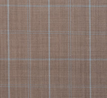 Load image into Gallery viewer, Light Mocha with Baby Blue Plaid, Super 150, Wool
