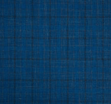 Load image into Gallery viewer, Bold Azure Blue with Darker Blue Windowpane, Super 160, Linen Silk Wool
