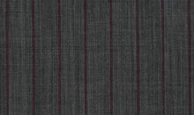 Load image into Gallery viewer, Grey with Oxblood Pinstripe, Super 150, Wool
