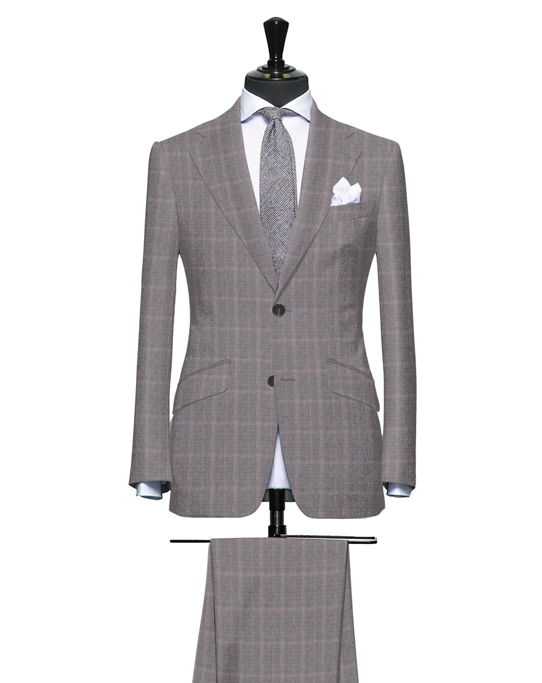 Sartorial Gray with Accents of Pink and Burgundy, Super 150, Wool