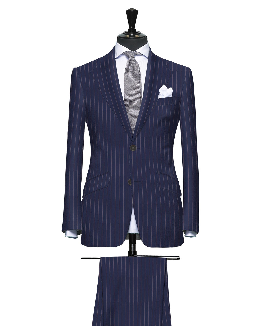 Blue with Subtle Red Pinstripe, Super 150, Wool