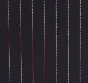 Navy Blue with Subtle Red Pinstripe, Super 150, Wool