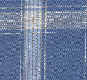 Grayish Blue with Tan and Cream Large Plaid Pattern, Super 140, Wool