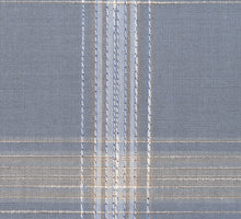 Load image into Gallery viewer, Grey with Tan and Light Blue Large Plaid Pattern, Super 140, Wool
