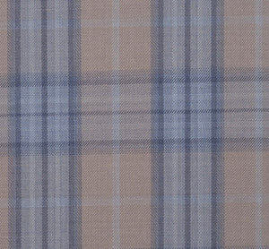 Tan and Light Blue Large Plaid Pattern with Matching Blue Pants, Super 150, Wool