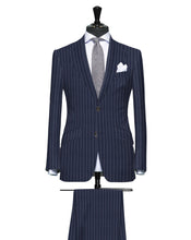 Load image into Gallery viewer, Classic Navy Blue Pinstripe, Super 150, Wool
