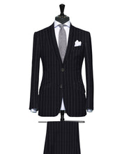 Load image into Gallery viewer, Black Wide Pinstripe, Super 150, Wool

