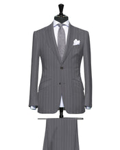 Load image into Gallery viewer, Wide Light Grey Pinstripe, Super 150, Wool
