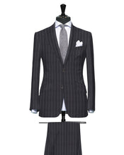 Load image into Gallery viewer, Wide Grey Pinstripe, Super 150, Wool
