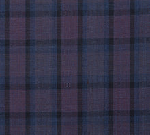 Load image into Gallery viewer, Deep Plum and Blue Plaid Pattern with Matching Pants, Super 150, Wool
