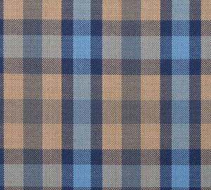 Tan and Blue Check Pattern with Matching Tan Pants, Super 150, Wool