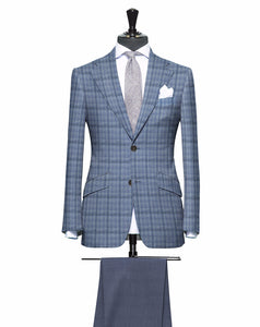 Shades of Steel Blue with Subtle Lime Pattern, Matching Steel Pants, Super 150, Wool