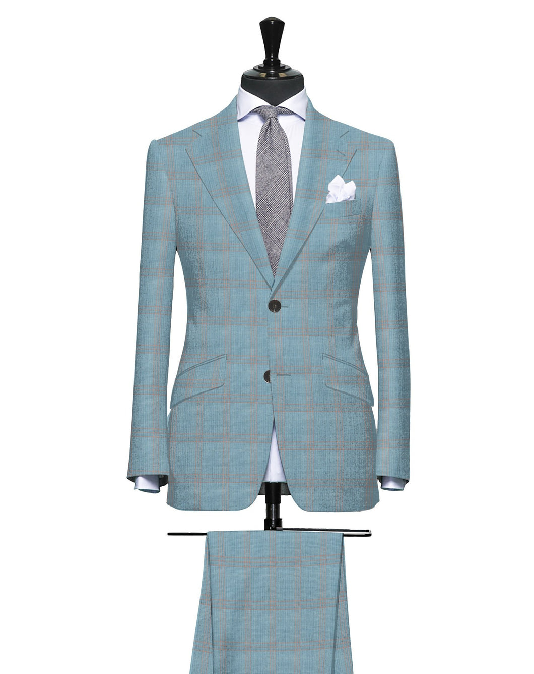 Fresh Light Teal with Sherbet Accent Pattern, Super 150, Wool