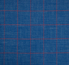 Load image into Gallery viewer, Bold Blue and Pink Windowpane, Super 160, Linen, Silk, Wool Blend
